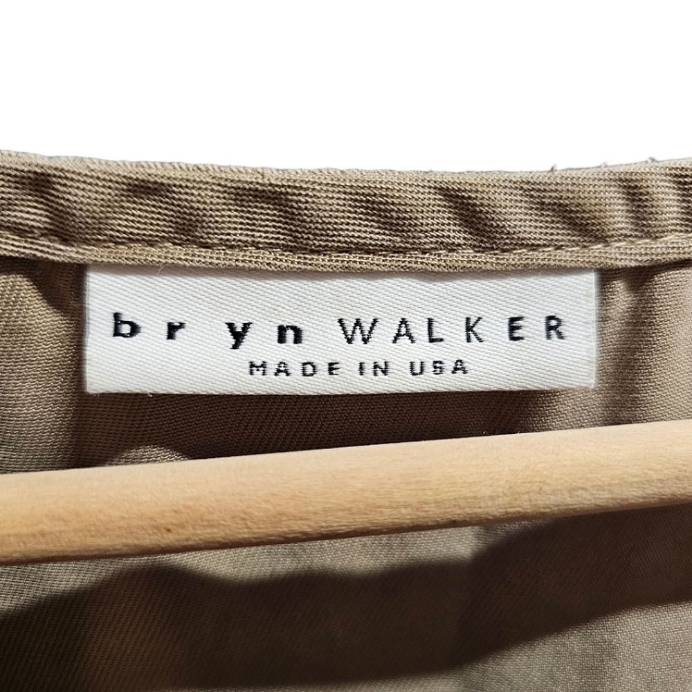 Bryn Walker Brown Asymmetrical Hem 3/4 Sleeve Top Size Small Linen Minimalist - Picture 9 of 10